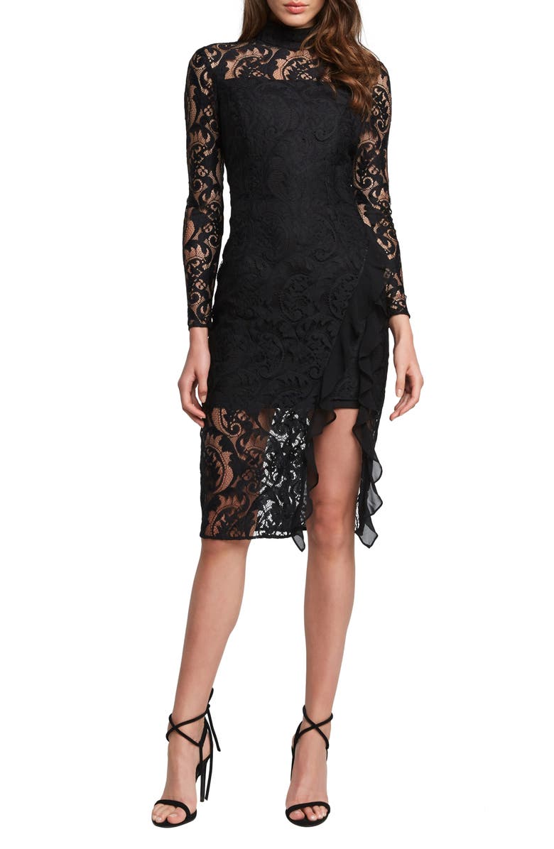 Bardot Dionne Long Sleeve Lace Cocktail Dress, Main, color,