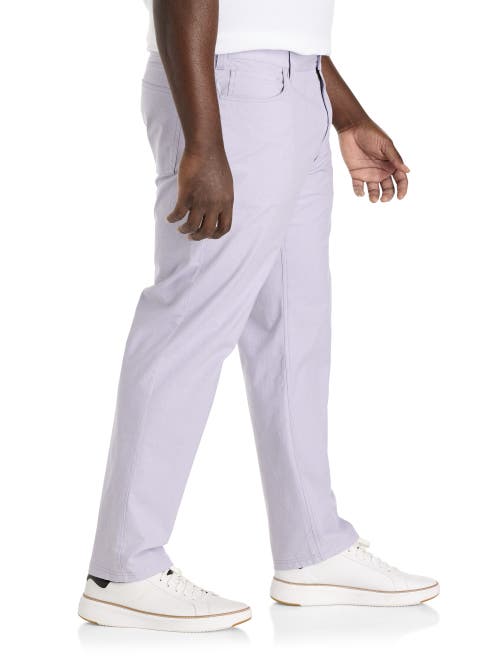Oak Hill By Dxl Big & Tall  Straight-fit 5-pocket Chambray Pants In Lavender Gray