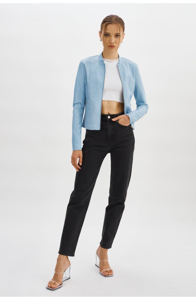 LAMARQUE Chapin | Reversible Leather Bomber, Alternate, color, Baby Blue/Silver