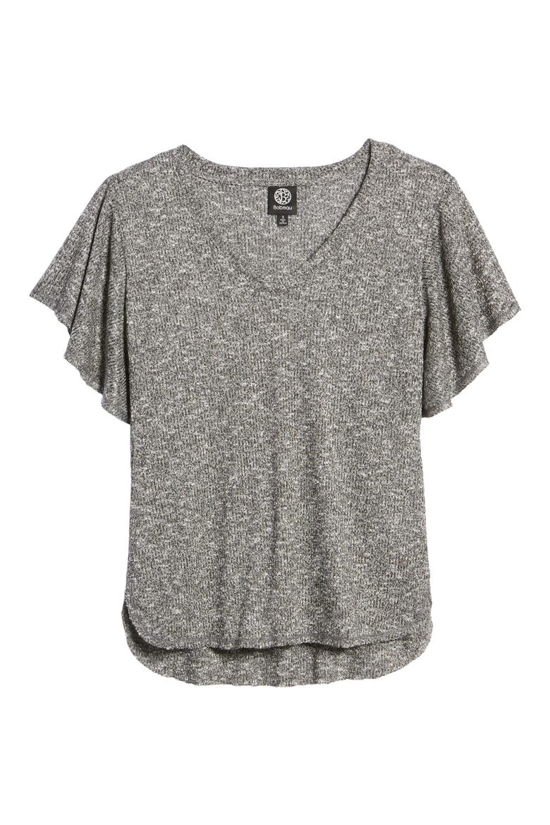Hacci Flutter Sleeve Top, Alternate, color, BLACK