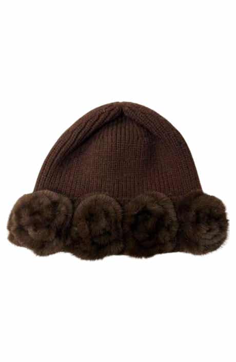 Faux Fur Rose Beanie