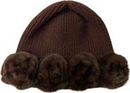 MARCUS ADLER Faux Fur Rose Beanie