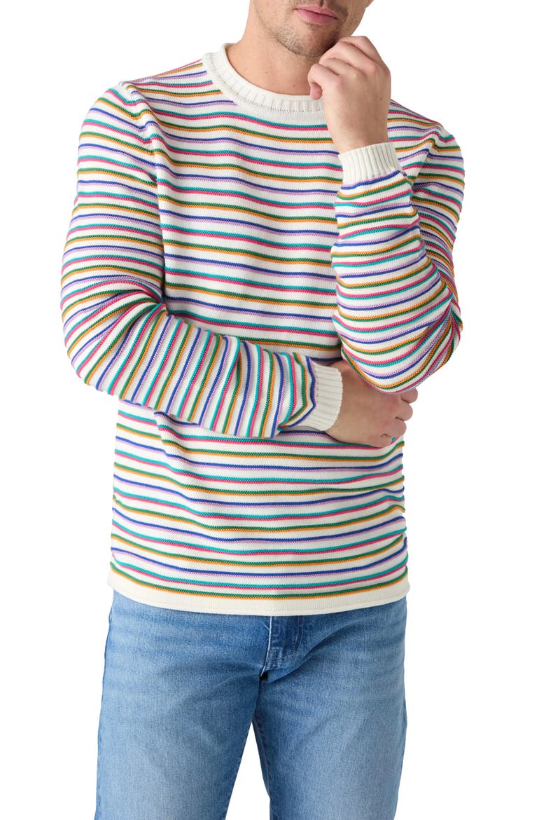 Hilton Multi Stripe Rollneck Sweater, Main, color, White Multi