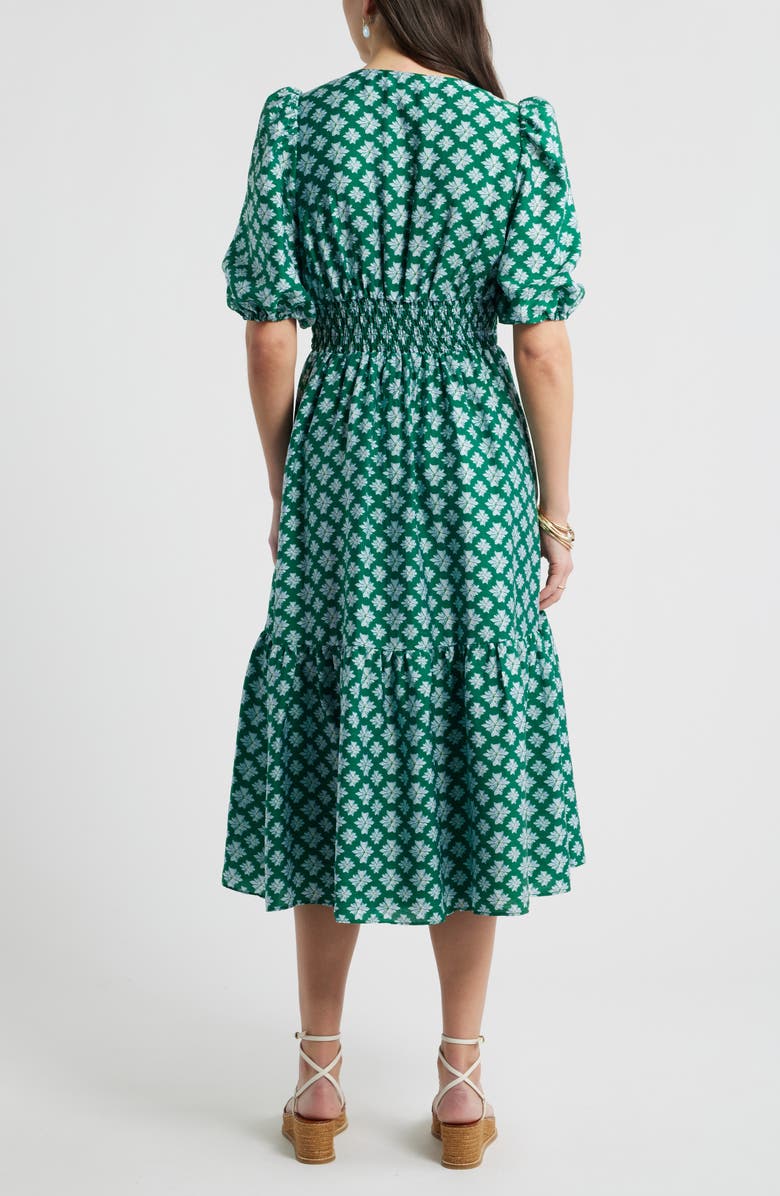 Caslon<sup>®</sup> Twist Detail Allover Print Midi Dress, Alternate, color, 