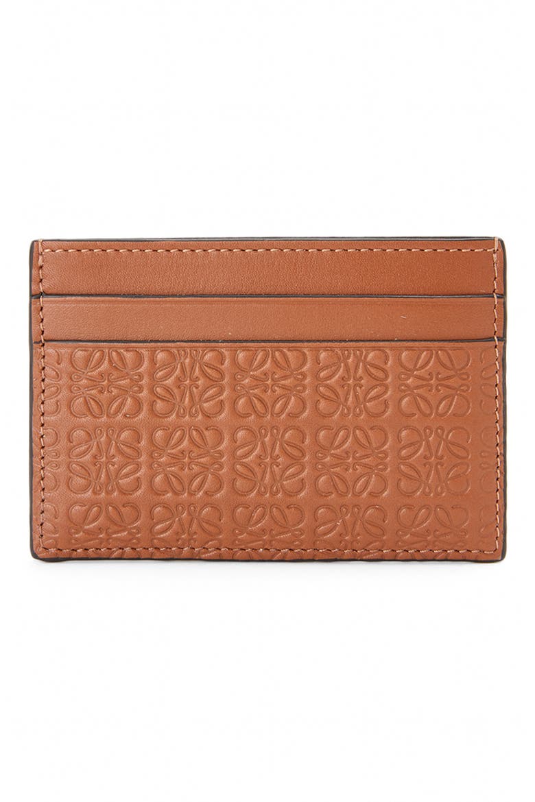 Anagram Debossed Leather Card Holder, Alternate, color, TAN