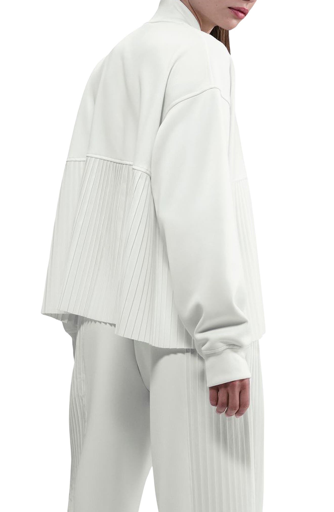 Sportswear Mixed Media Pleated Bomber Jacket - image 4