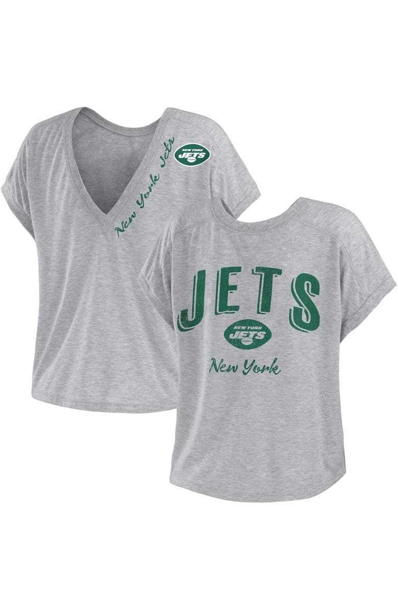 WEAR by Erin Andrews Women's WEAR by Erin Andrews Heather Gray New York Jets Reversible T-Shirt, Alternate, color,