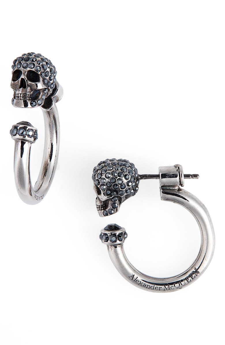 McQueen Alexander McQueen Skull Huggie Hoop Earrings, Main, color,