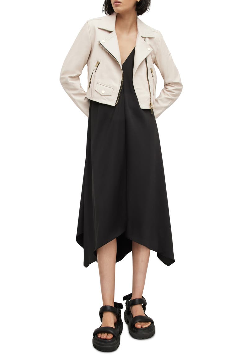 Elora Crop Leather Biker Jacket, Alternate, color, IVORY WHITE
