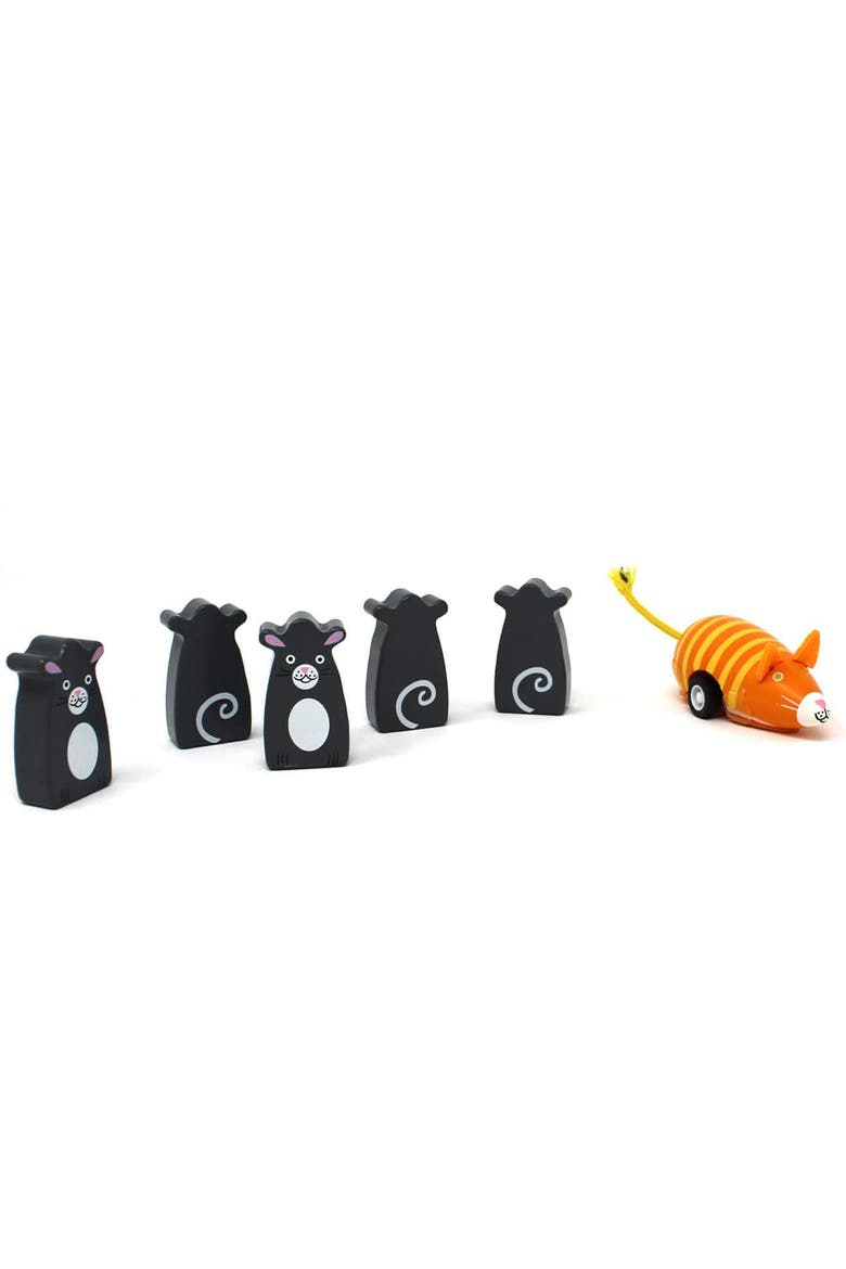 Bowling Toy Cat with Mice, Alternate, color, Multicolored