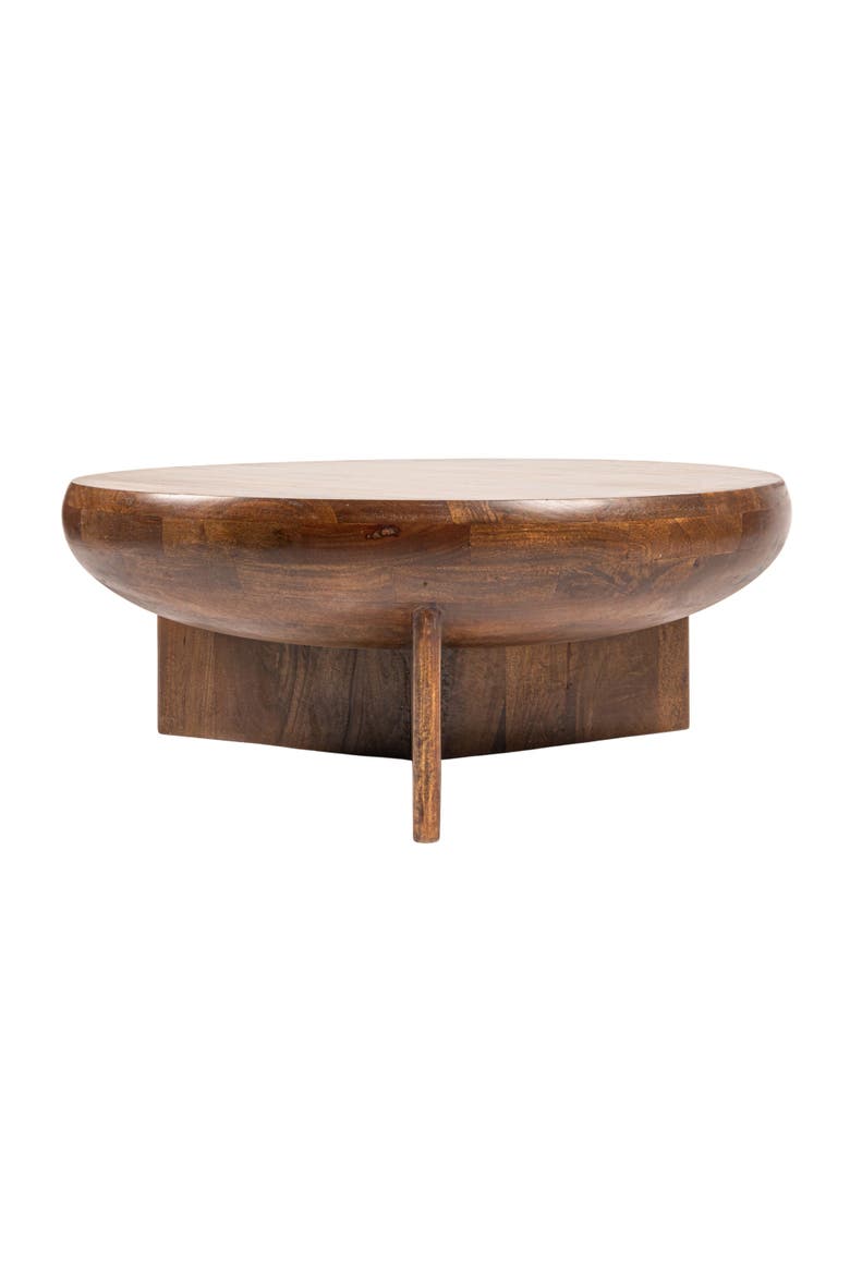 Semi-Sphere Coffee Table with Solid Legs, Alternate, color, Brown