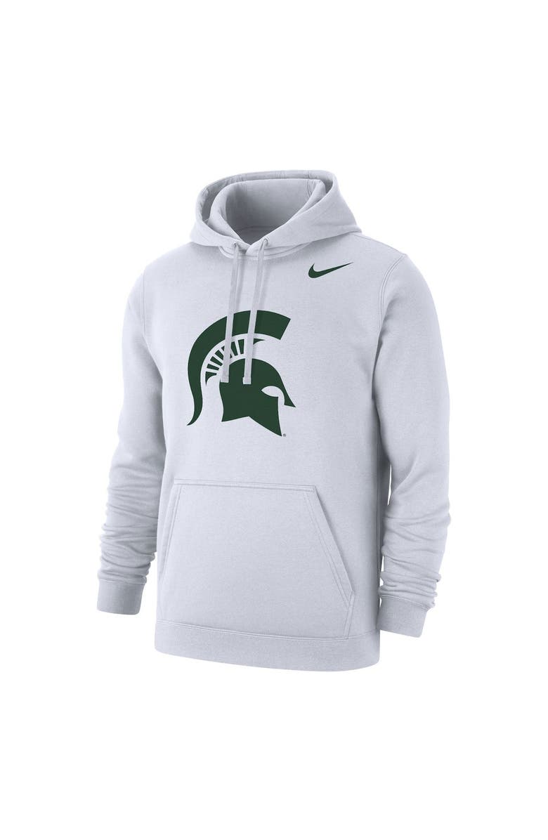 Nike Men's Nike White Michigan State Spartans Logo Club Pullover Hoodie, Alternate, color, 