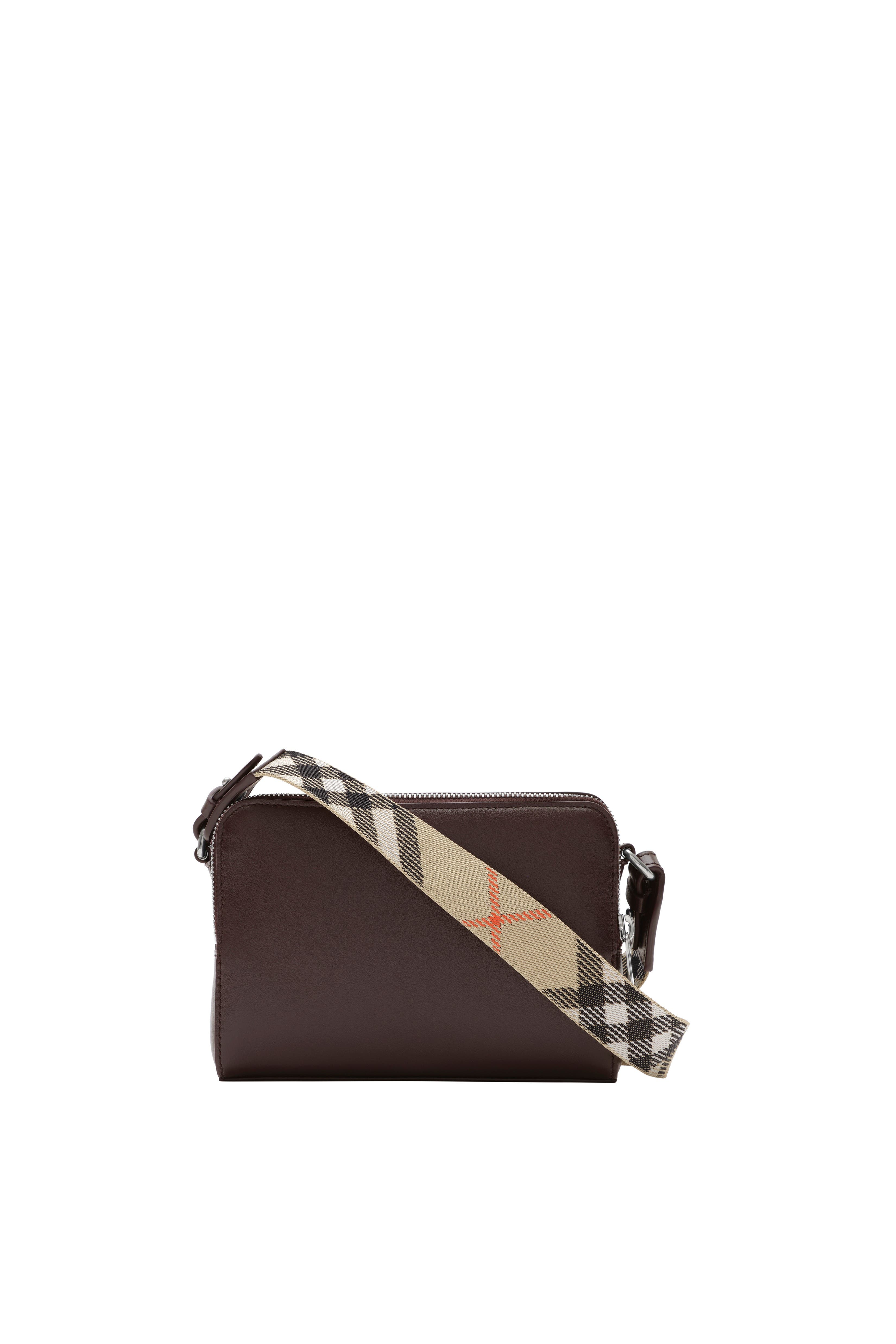 Burberry Pop Check Crossbody Bag, Alternate, color, Peat Brown/Sand Beige