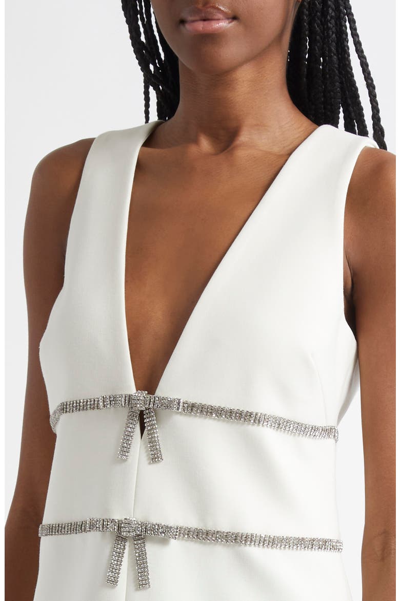 Chani Rhinestone Bow Detail Cocktail Minidress, Alternate, color, IVORY
