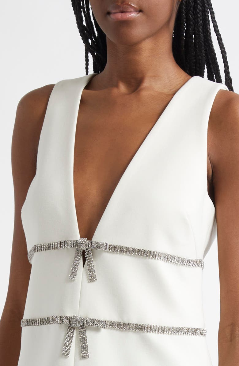 Cinq à Sept Chani Rhinestone Bow Detail Cocktail Minidress, Alternate, color, Ivory