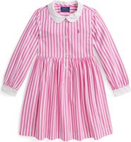 Polo Ralph Lauren Kids' Stripe Long Sleeve Cotton Poplin Shirtdress