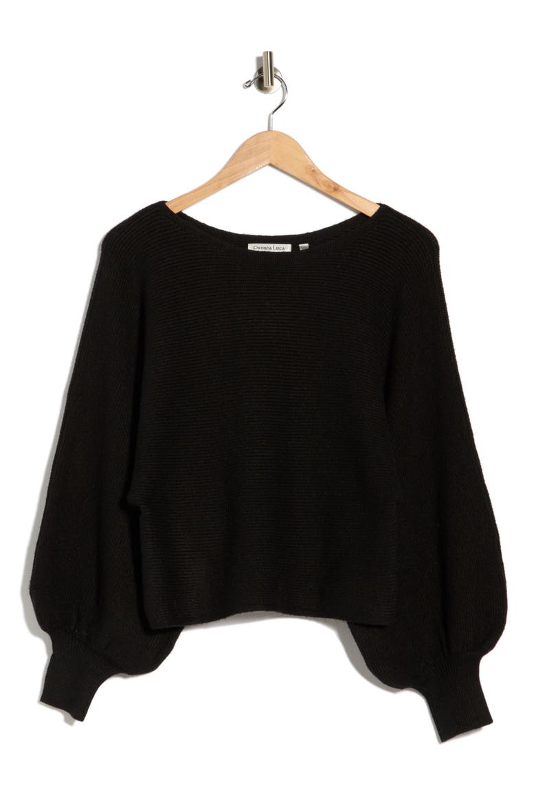 Balloon Sleeve Sweater, Alternate, color, BLACK
