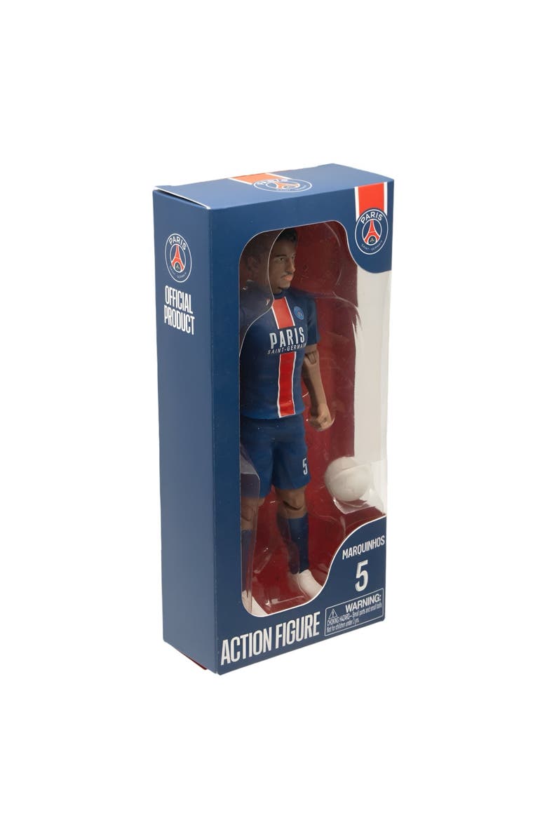 Banbo Toys Sockers Paris Saint-Germain Marcos "Marquinhos" Aoas Correa 8" Soccer Action Figure, Alternate, color, Blue