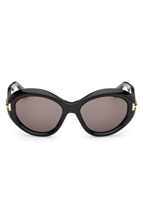 Tom Ford 55mm Oval Sunglasses In Black