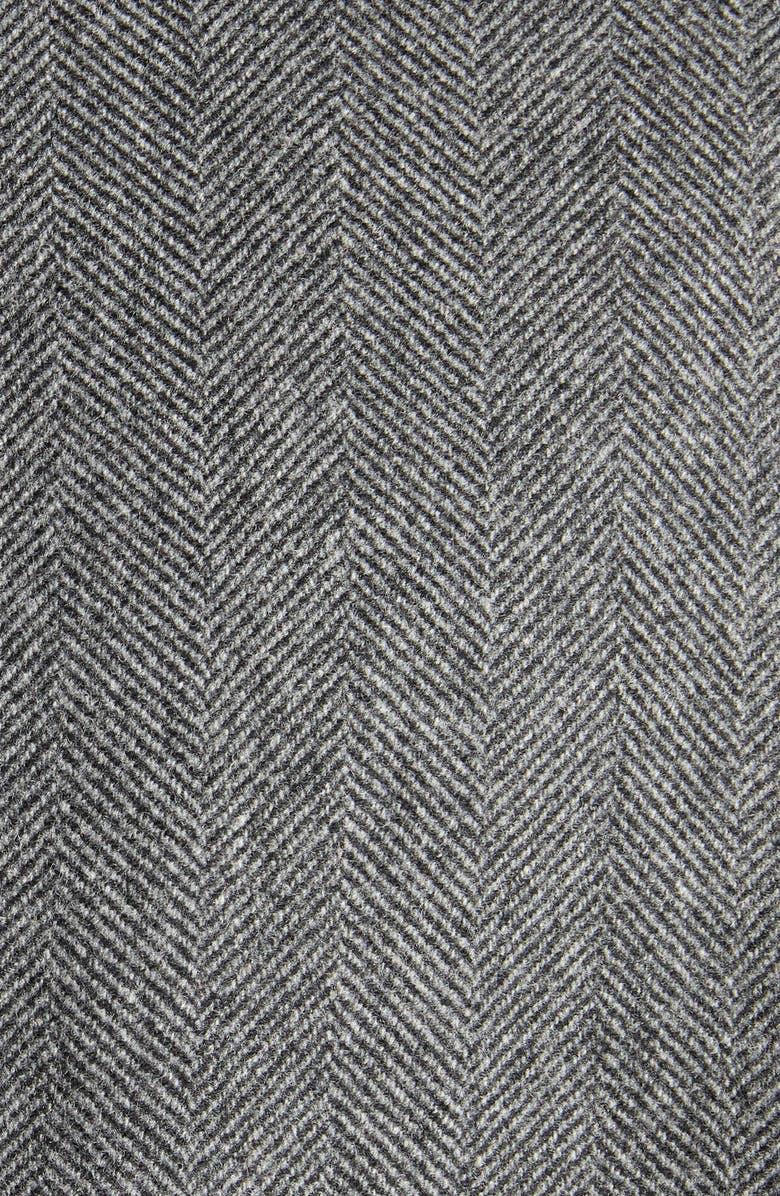TOM FORD Double Breasted Grey Wool Herringbone Overcoat, Alternate, color, Combo Dark Grey/ Black