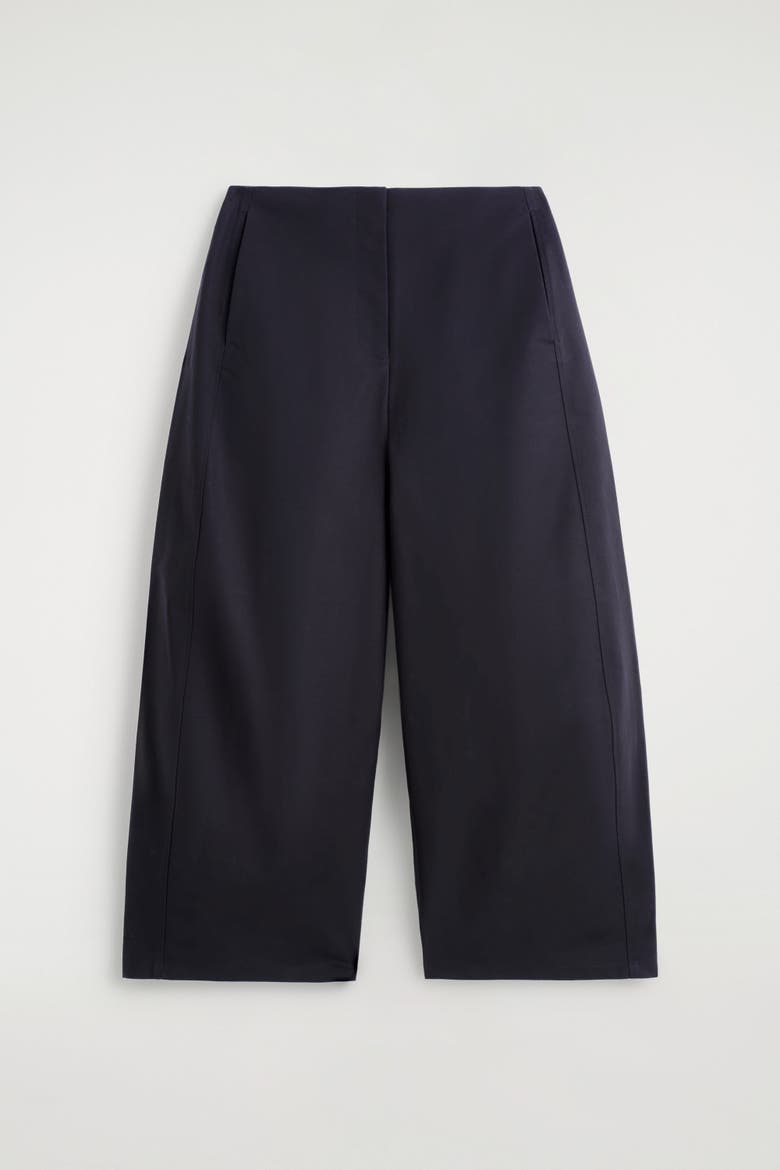 Cropped Barrel-Leg Cotton Pants, Alternate, color, NAVY