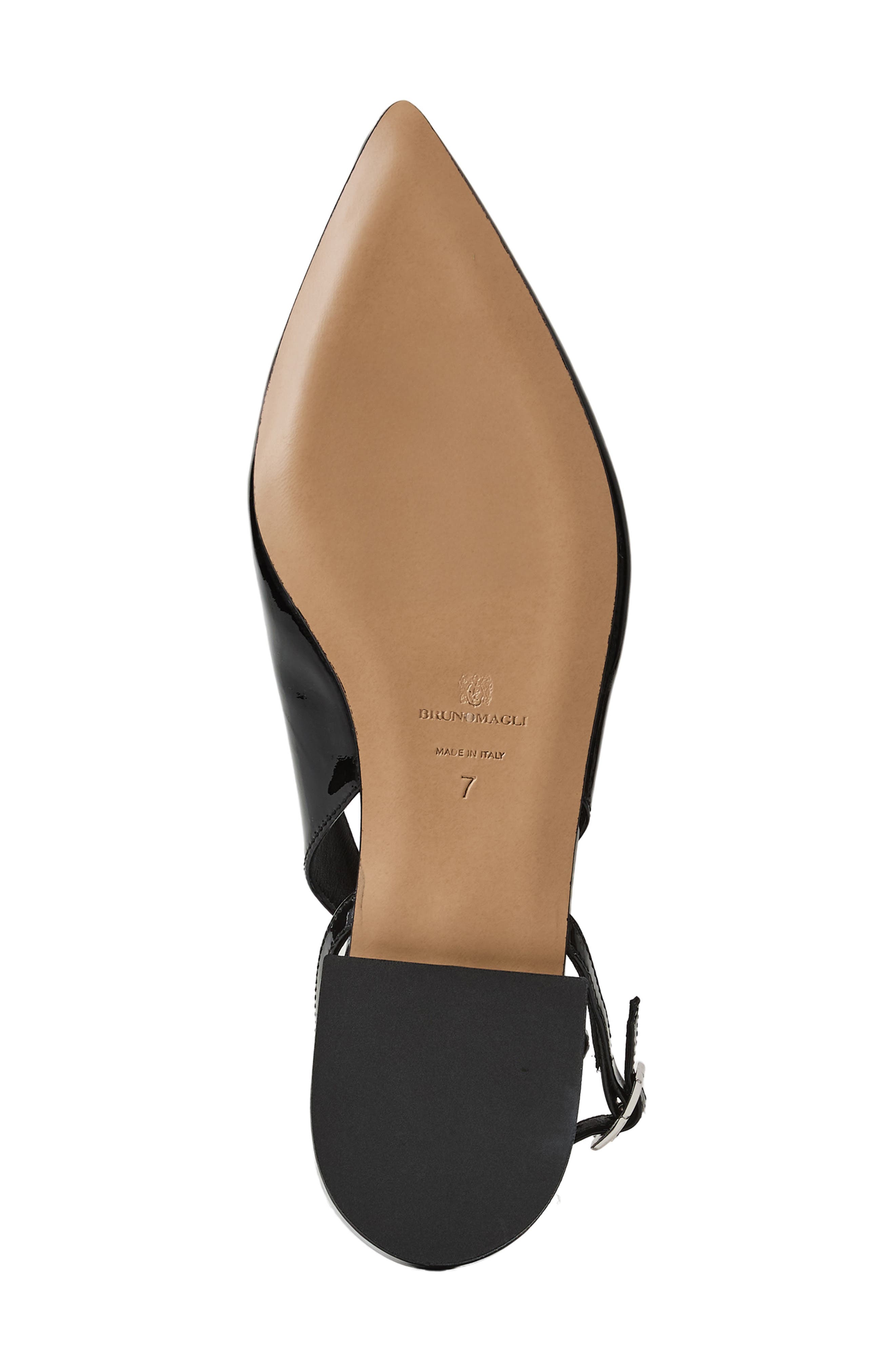 Bruno Magli Juliet Slingback Pointed Toe Flat, Alternate, color, Black Patent