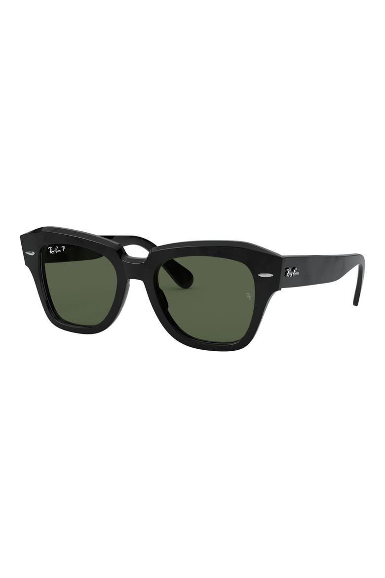 State Street 52mm Polarized Square Sunglasses, Alternate, color, BLACK
