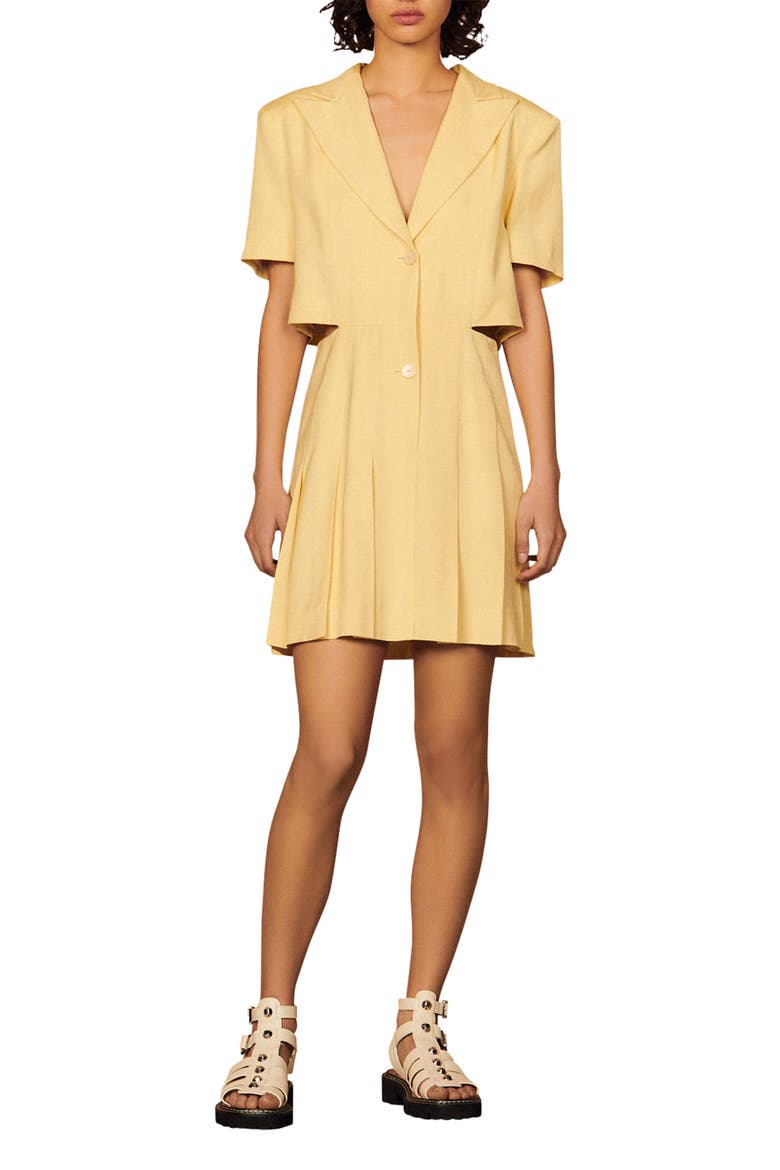 Lilirose Side Cutout Pleated Dress, Main, color, YELLOW LEMON