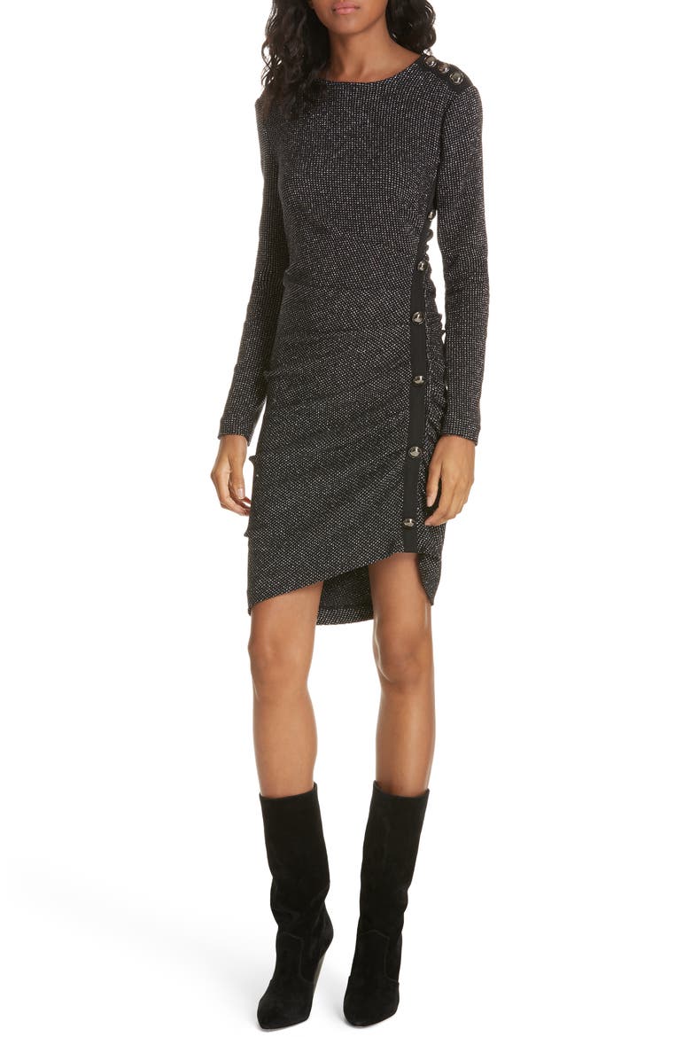 Ira Ruched Tweed Minidress, Main, color, SILVER