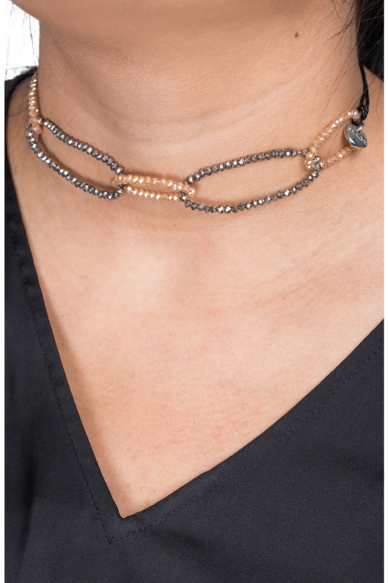Crystal Beaded Choker Necklace, Alternate, color, BLACK
