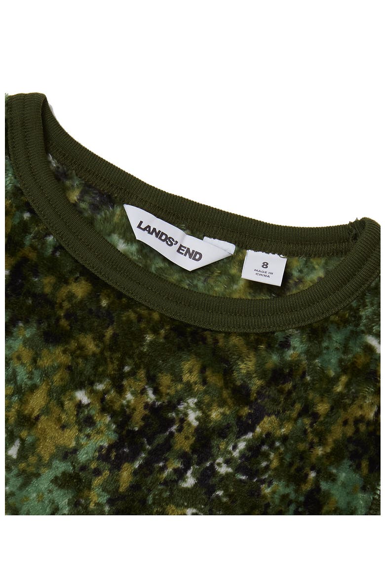 Kids Long Sleeve Plush Fleece Pajama Set, Alternate, color, Green Camo Land