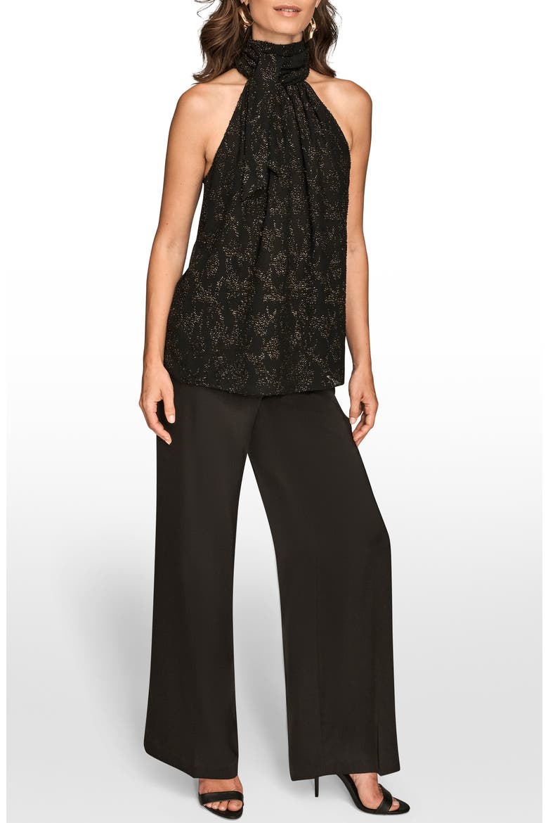 Metallic Halter Top, Alternate, color, BLACK/ GOLD