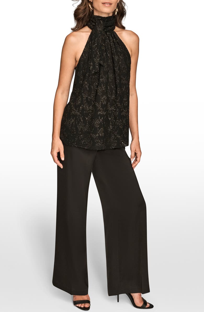 Donna Karan New York Metallic Halter Top, Alternate, color, Black/ Gold