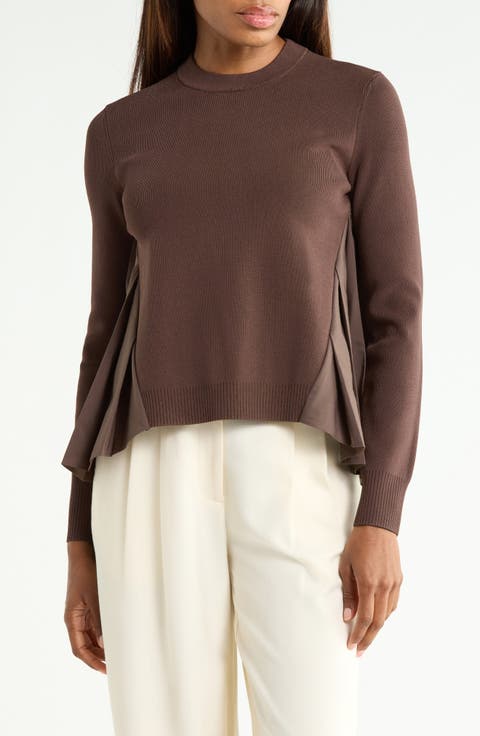 Elanore Mixed Media Pleated Top