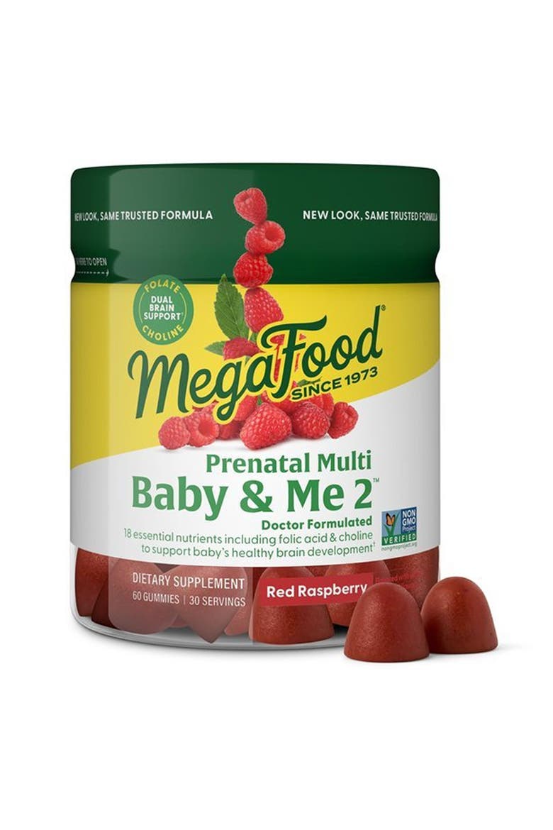 Baby & Me 2 Prenatal Gummies for Women with Folic Acid and Choline, 60 Red Raspberry Gummies, Main, color, None