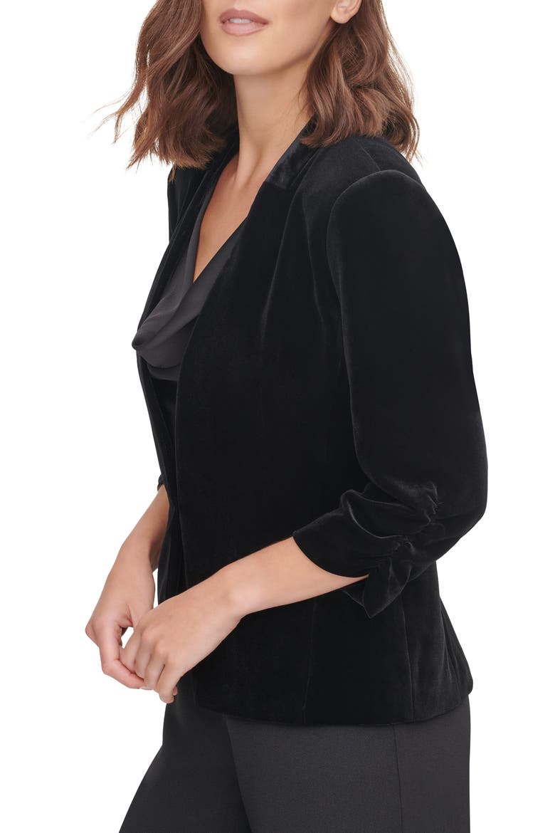 Velvet Blazer, Alternate, color, BLACK