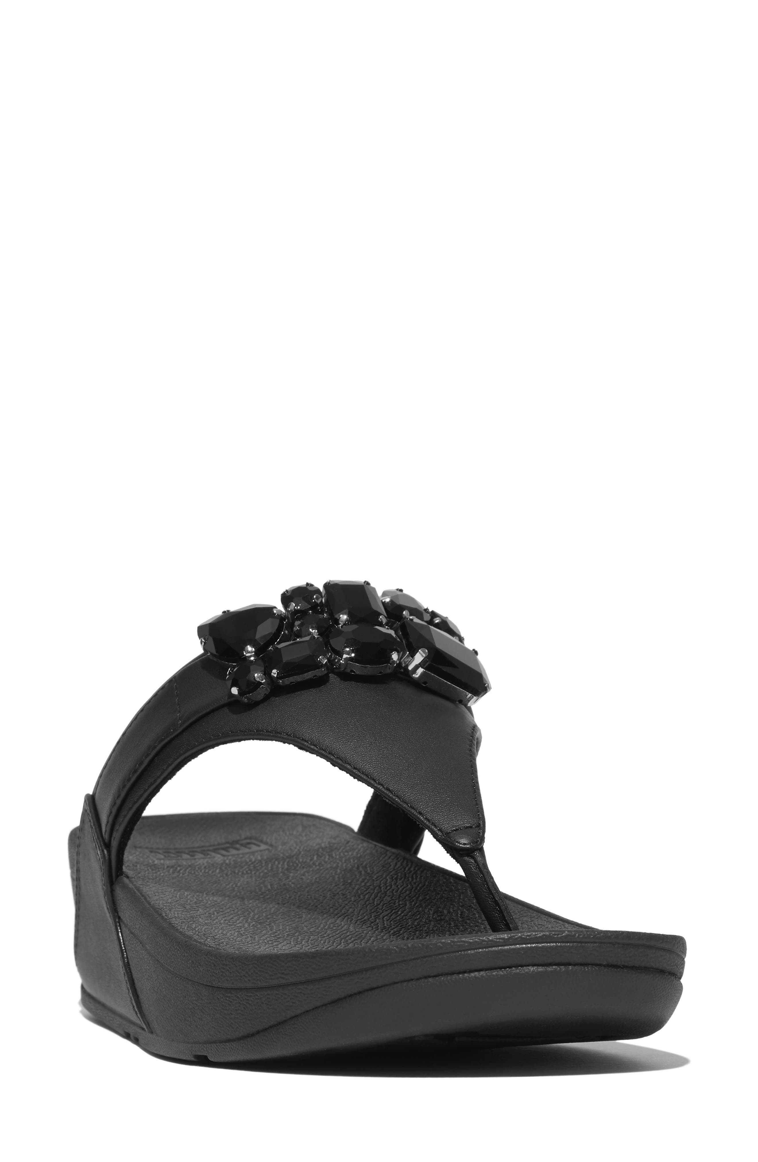 FitFlop Lulu Jewel Deluxe Leather Wedge Sandal, Main, color, 