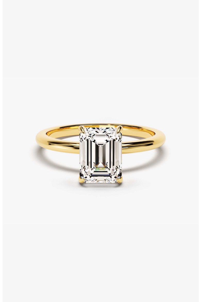 Valentina Moissanite 3 ct. t.w. Emerald Cut Solitaire Ring in Gold Vermeil, Alternate, color, Gold