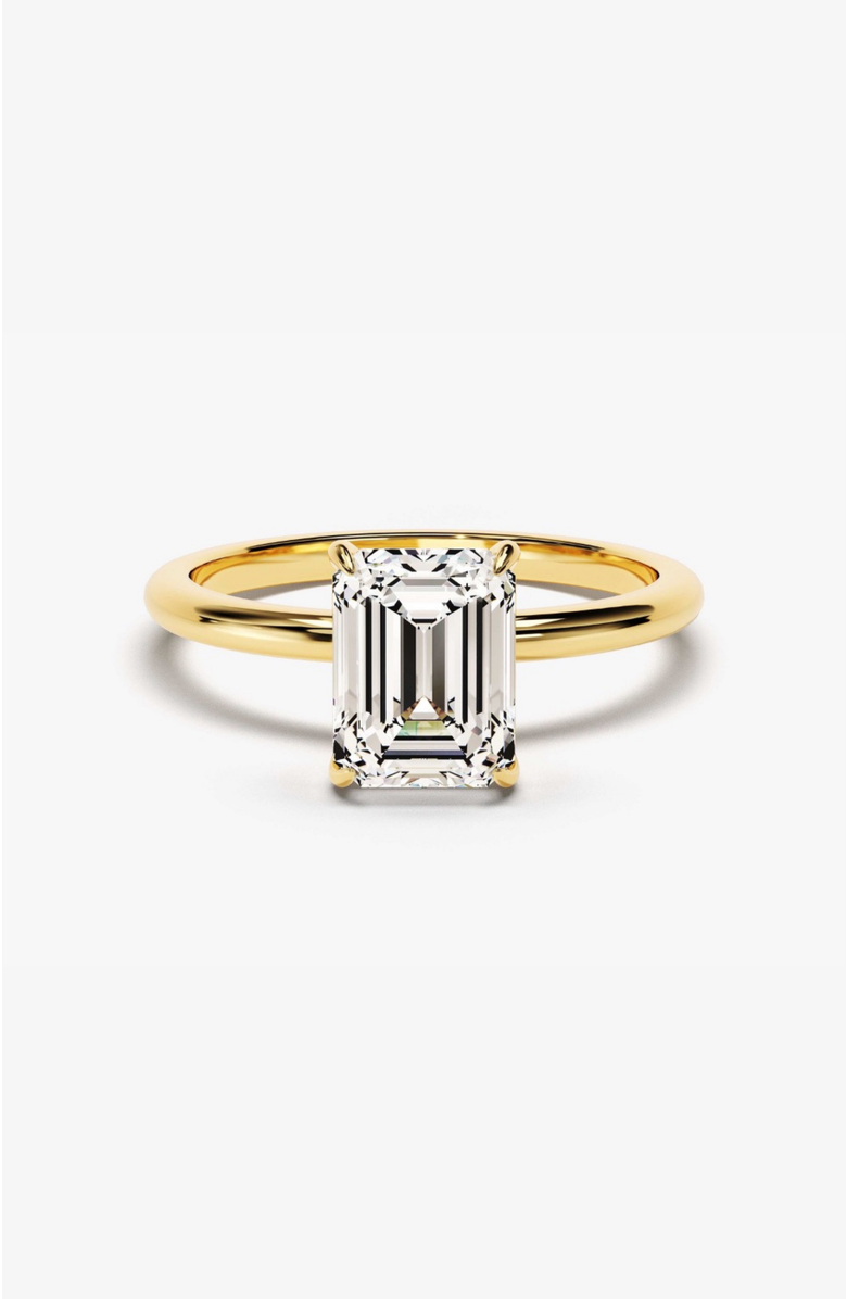 DLORIA Valentina Moissanite 3 ct. t.w. Emerald Cut Solitaire Ring in Gold Vermeil, Alternate, color, Gold