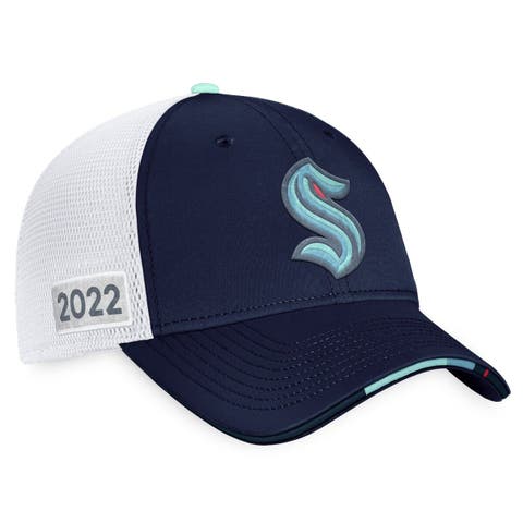 Men's Fanatics Branded Navy/White Seattle Kraken 2022 NHL Draft Authentic Pro On Stage Trucker Adjustable Hat