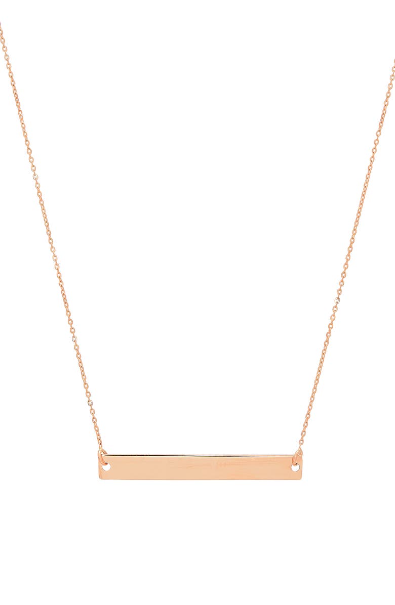 Frankie & Zoe 14K Rose Gold Polished Bar Pendant Necklace, Main, color, Rose Gold
