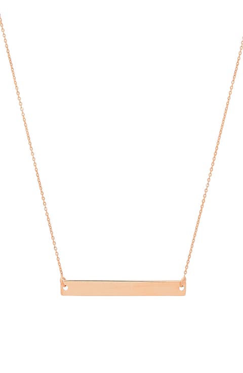 14K Rose Gold Polished Bar Pendant Necklace