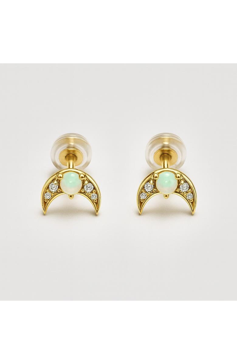 Ivy & Pearl Co. The Deveraux Crescent Studs, Main, color, Gold