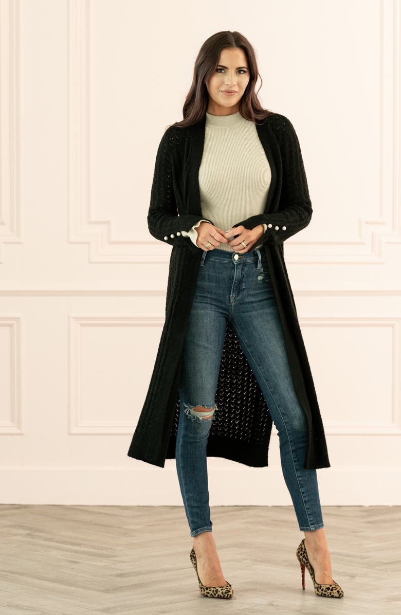 Rachel Parcell Long Pointelle Cardigan, Main, color,