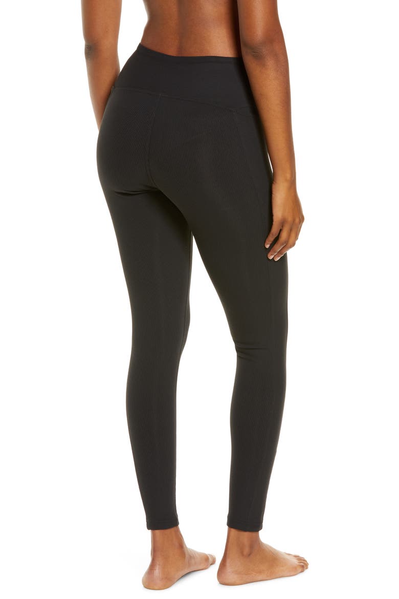 Live In Rib Pocket High Waist Leggings, Alternate, color, BLACK
