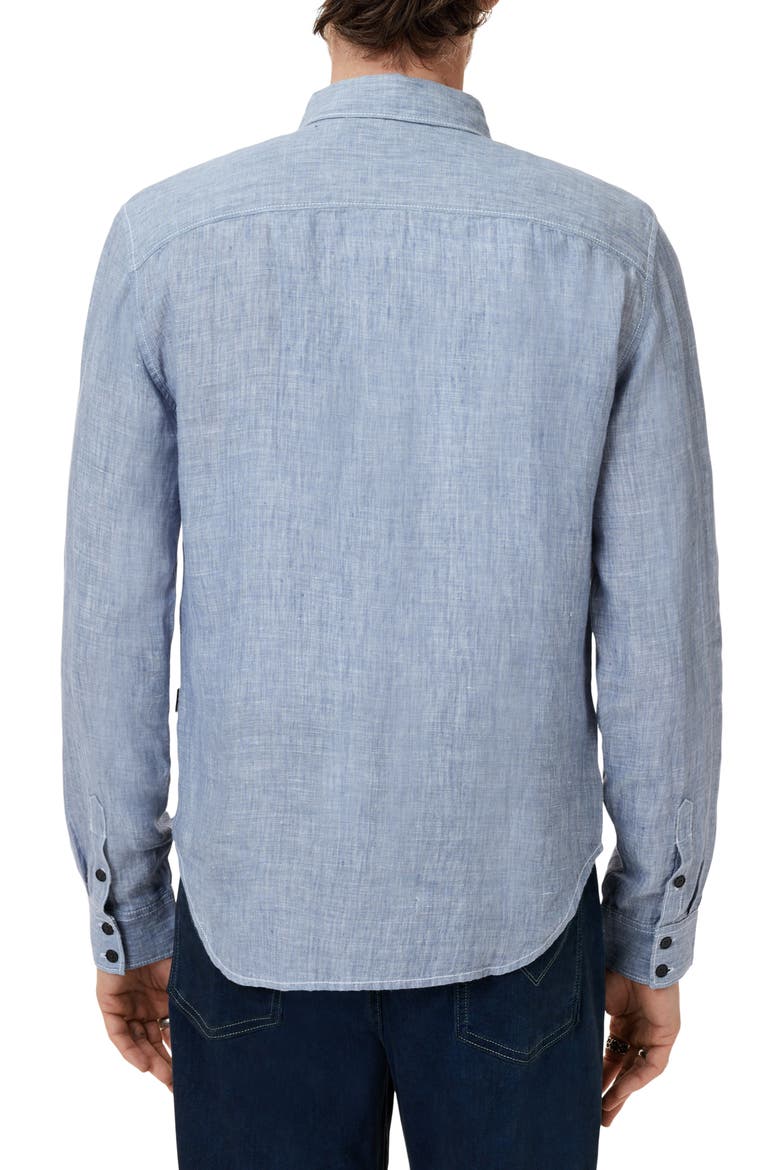 Ben Linen Button-Up Shirt, Alternate, color, FOUNTAIN HEATHER
