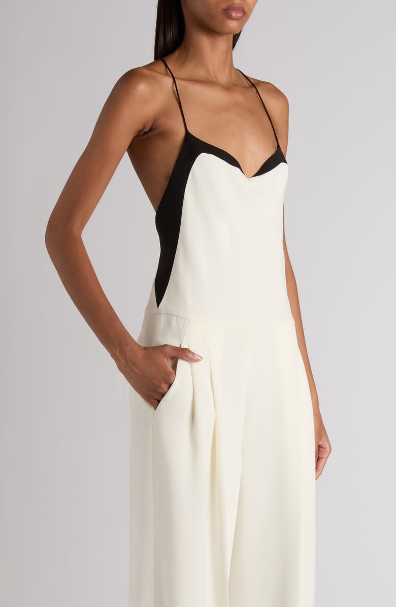 TOM FORD Double Georgette Stretch Camisole Jumpsuit, Alternate, color, Chalk/ Black