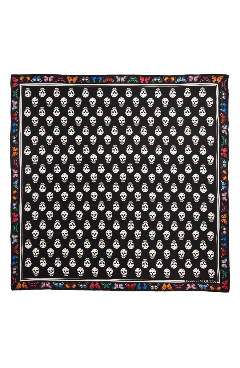 McQueen Alexander McQueen Butterfly & Skull Silk Biker Scarf, Main, color, 