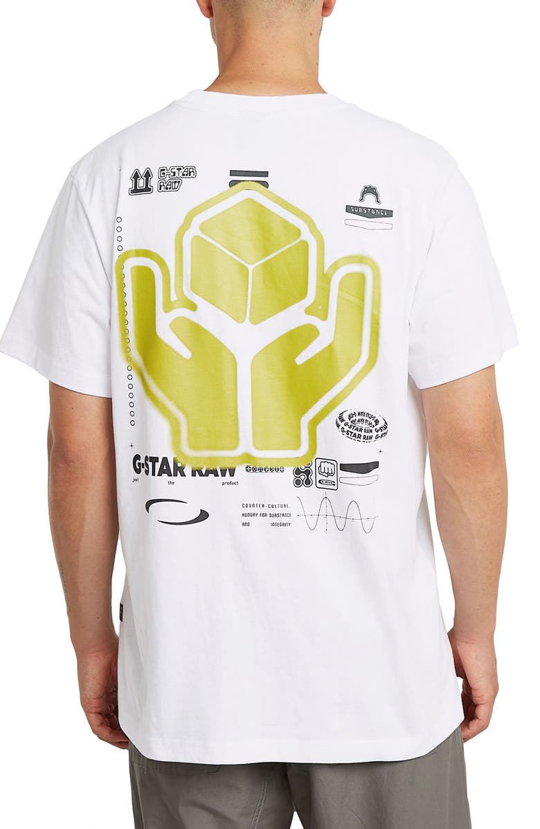 G-STAR Back GR Loose Organic Cotton Graphic T-Shirt, Alternate, color, White