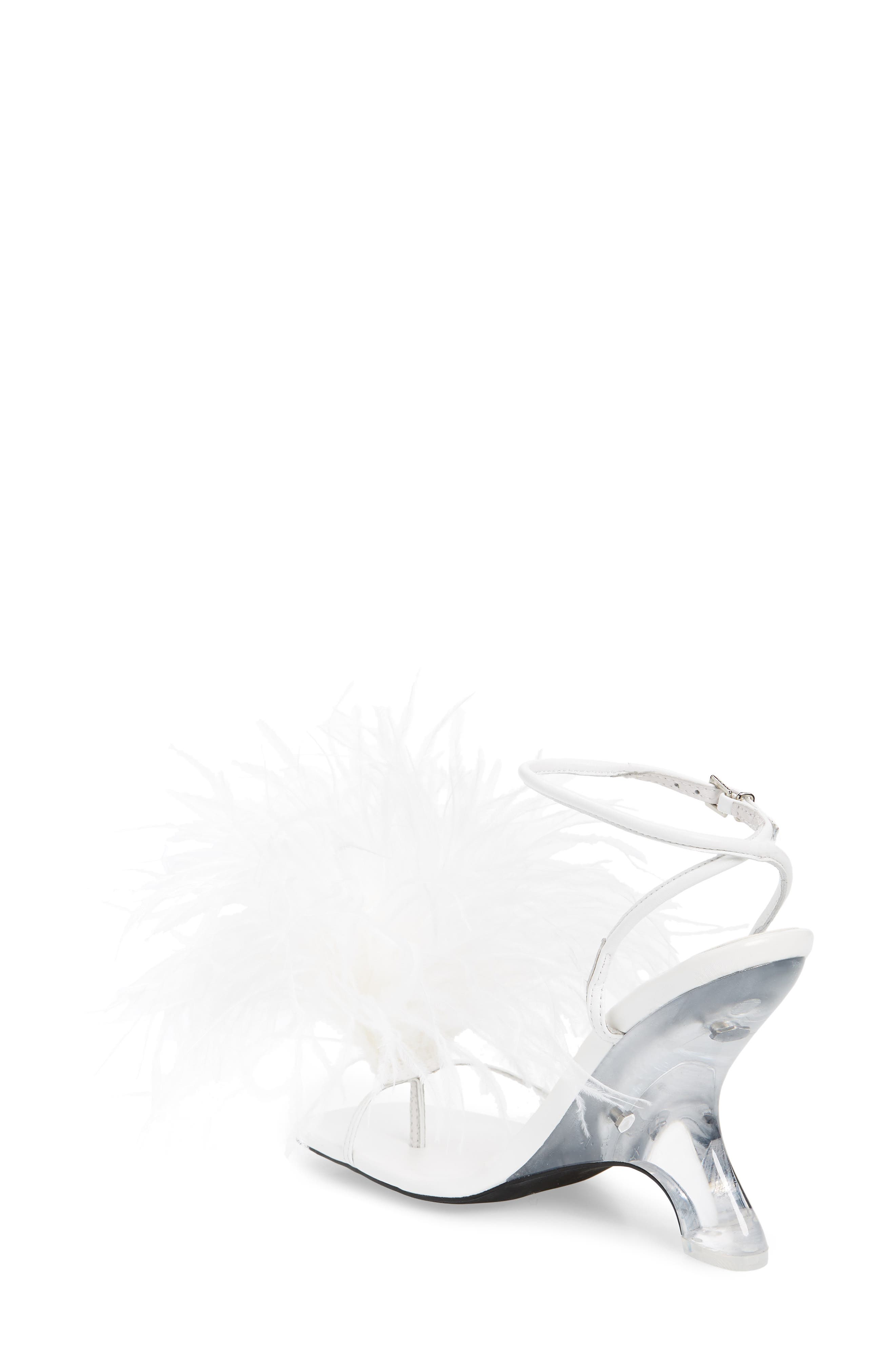 Flirt-Alot Feather Sandal, Alternate, color, WHITE CLEAR